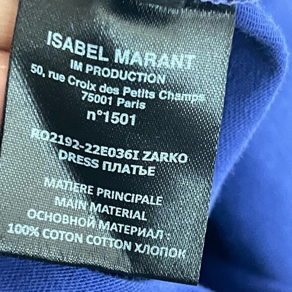 Isabel Marant Dress Drawstring Short Sleeve Crewneck T-Shirt ndigo Size Medium - Picture 6 of 7